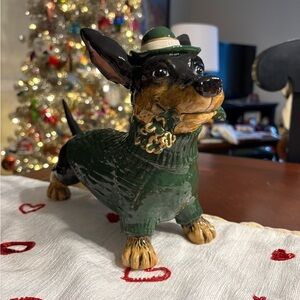 Blue Sky St. Patrick's Day Dachshund Figurine